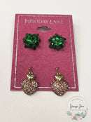 Holiday Lane Gold-Tone 2-Pc. Set Pave Stud and Drop Earrings