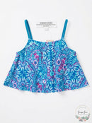 Summer Crush Big Girls Printed Flounce Tankini TOP ONLY - Blue, Size 16