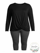 Ideology WomenS Plus Life on the Go Knotted Fitness Pullover Top, Black, 3X NEW