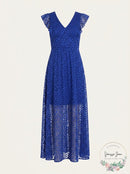 Dkny V-Neck Ruffle Cap Sleeve Maxi Dress, Size 8
