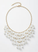 Inc Gold-Tone Bead and Imitation Pearl Shaky Flower Necklace