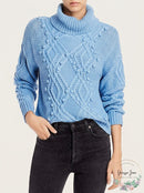 Cliche Womens Blue Long Sleeve Turtle Neck Sweater M