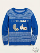 Isabellas Closet Womens Gelt Digger Ugly Hannukkah Sweater, Blue, Size Medium