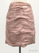 Lulus Live the Night Dusty Rose Satin Ruched Mini Skirt, Size Medium