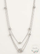 Inc Silver-Tone Pave Fireball Strand Necklace