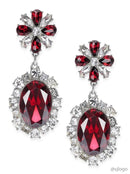 Charter Club Silver-Tone Red Stone and Crystal Drop Earrings