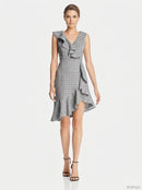 Aqua Women's Ruffle Plaid Dress, Size Small