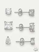 Giani Bernini 3-Pc. Cubic Zirconia Varied Shape Stud Earrings in Sterling Silver