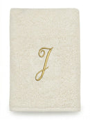 Avanti Towels, Monogram Initial Script Ivory and Gold 16″ x 30″ Hand Towel