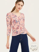 Crave Fame Juniors Ruched Textured Top