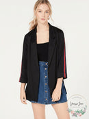Almost Famous Juniors Stripe-Sleeved Jacket, Size Medium