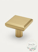 Franklin Brass Brushed Brass 1-1/8” Simple Chamfered Square Knob- 10 Pk P40847K