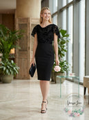 Ralph Lauren Embroidered Petal Sleeve Jewel Neck Sheath Dress, Size 8P