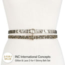 INC International Concepts Glitter & Lace 2-for-1 Skinny Belts