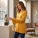 Alfani Womens Embellished Jewel Neck French Gold Sweater Size PS