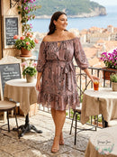 City Chic Trendy Plus Size Printed Off-The-Shoulder Peasant Dress, Size 20W