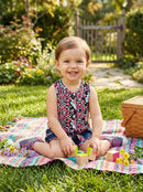Limited Too Baby Girls 2 Piece Printed Blouse and Flap Denim Short, Size 12 MO