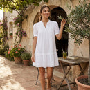 Aqua Puff Sleeve Trapeze Dress, Size Small