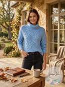 Cliche Womens Blue Long Sleeve Turtle Neck Sweater M