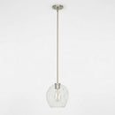 Cresswell Lighting 9in Modern Brushed Nickel Clear Glass Round Mini Pendant Ceili