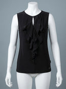 Tahari ASL Women's Ruffled Keyhole Top, Size Small