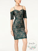 Sequin Hearts Womens Juniors Lace Mini Cocktail Dress Green, Size 5