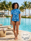 Kanu Surf Women's Plus-Size UPF 50+ Active Rash guard & Workout Top, Blue, 1X