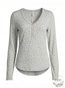Hippie Rose Juniors Long-Sleeve Henley T-Shirt, Size Large