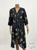 LuLaRoe Kimono Sheer Black/Floral Coverup Cardigan, Size Medium