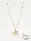 Aqua Shell & Cultured Freshwater Pearl Pendant Necklace