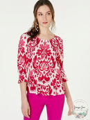 INC Womens Ladder Stitch Printed Blouse, Size Small