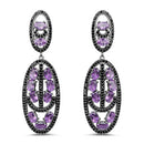 12.45 Carat Genuine Amethyst and Black Spinel .925 Sterling Silver Earrings