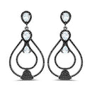 8.81 Carat Genuine Blue Topaz and Black Spinel .925 Sterling Silver Earrings