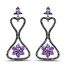 6.31 Carat Genuine Amethyst & Black Spinel .925 Sterling Silver Earrings