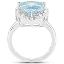 5.05 Carat Genuine Blue Topaz and White Topaz .925 Sterling Silver Ring