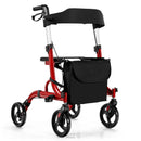 Folding Aluminum Rollator Walker with 8 inch Wheels and Seat