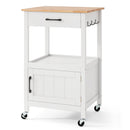 Rolling Kitchen Island Cart with Drawer and Side Hooks