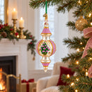 Pink Embossed Blossom Double-Ended Finial Drop Glass Christmas Ornament