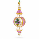 Pink Embossed Blossom Double-Ended Finial Drop Glass Christmas Ornament