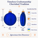 Set of 6 Matte Blue Flat Disc Glass Christmas Ornaments 3 Inches