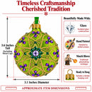 Boutique Chartreuse Scrollwork Medallion Green Glass Disc Christmas Ornament