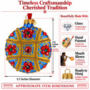 Boutique Sapphire Panel Scrollwork Glass Disc Christmas Ornament