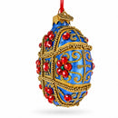 Boutique Sapphire Panel Scrollwork Glass Disc Christmas Ornament