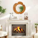 29 Inch Rustic Hanging Vanity Mirror with Teak Wood Frame