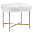 Faux Fur Ottoman Decorative Stool with Metal Legs