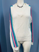 Ultra Flirt Juniors Varsity-Stripe V-Neck Sweater