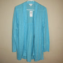 J. Jill Love Linen Open Cardigan Island Blue Beachy Coastal, Medium