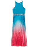 Rare Editions Girls Ombre Pleated Charmeuse Dress
