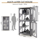 Outdoor Cat House Enclosures on Wheels Kitten Cages with Resting Box-Gray