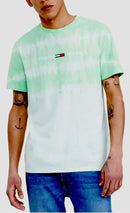 Tommy Jeans Mens Green Tie Dye Classic Fit T-Shirt, Size Medium